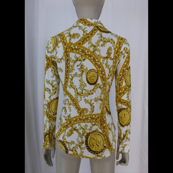 NWOT Long Sleeve Button-Up Glam Gold Chain Top (Size S) - Picture 4 of 10